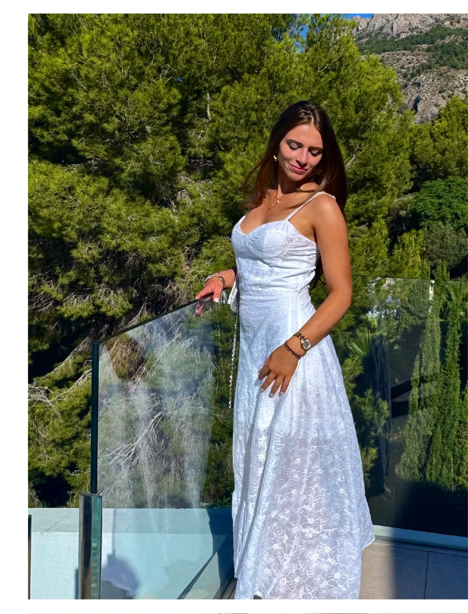 Annick in a handmade white dress